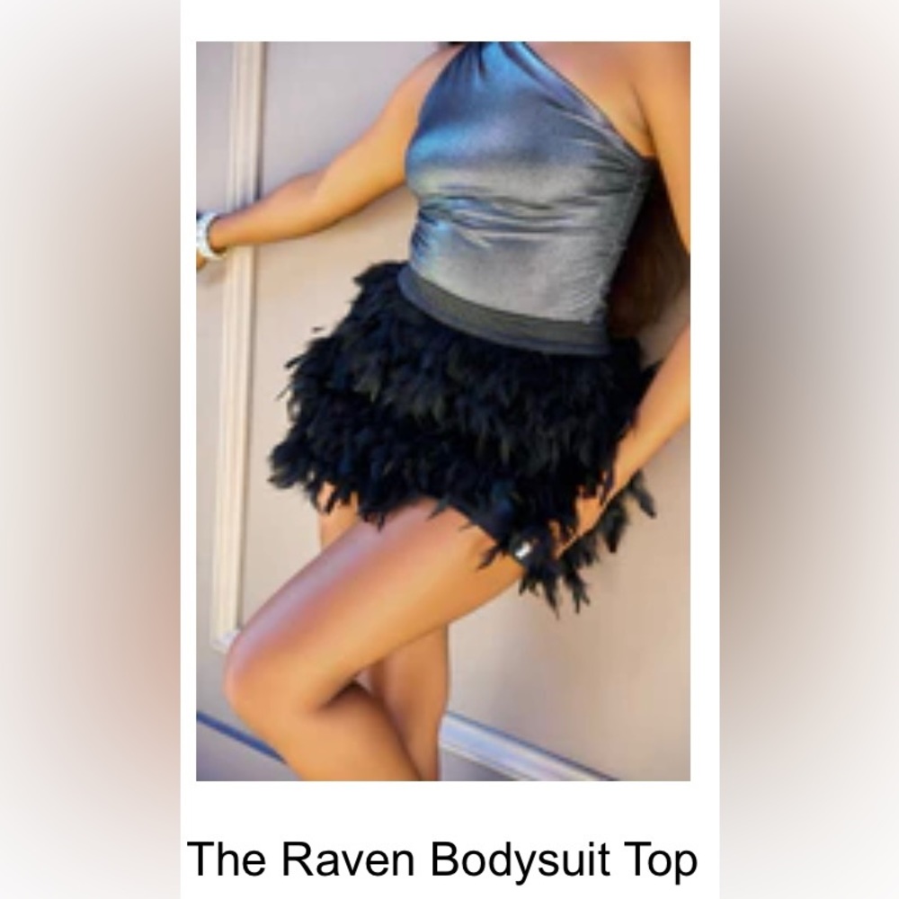 Silver sparkle body suit… one shoulder